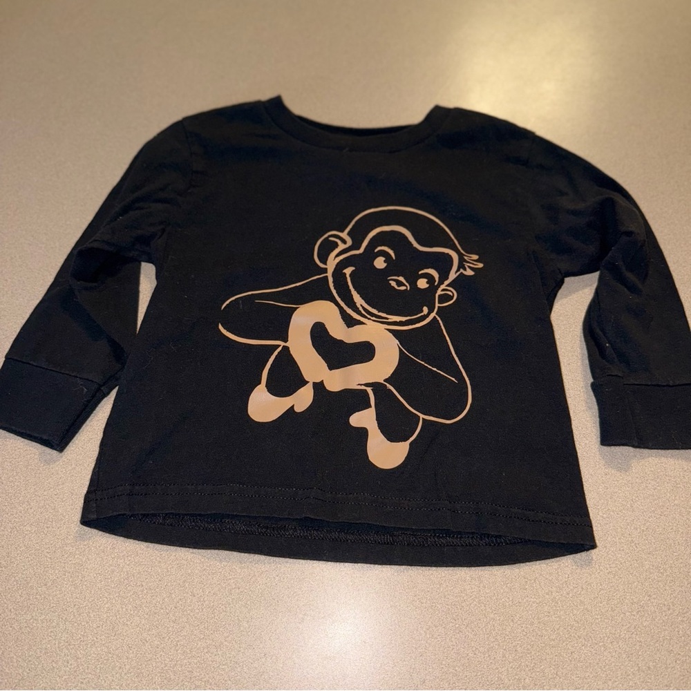 Rabbit Skins boys size 4 long sleeve T-shirt curious george valentines day heart
